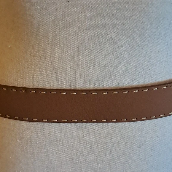 Ann Klein Women Brown Leather Belt with Stitching Size M Boho Western Cowgirl - Picture 5 of 8